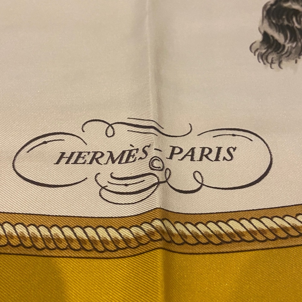 Hermès Yellow and White Scarf